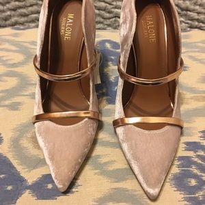 38 MALONE SOLIERS PINK VELVET W/ROSE GOLD STRAPS